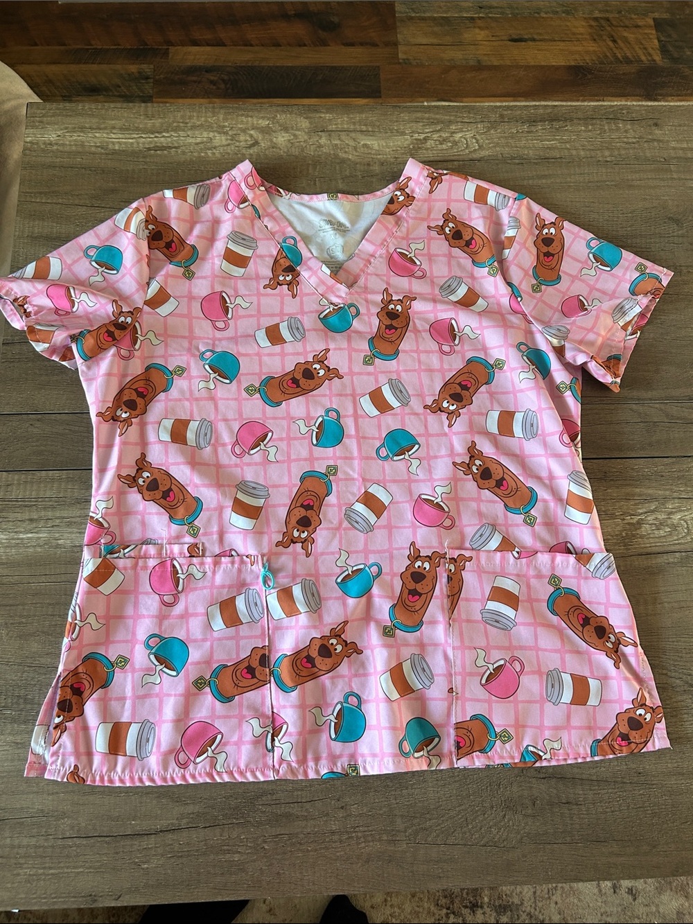 Women’s Pink Short-Sleeve V-Neck scrub top